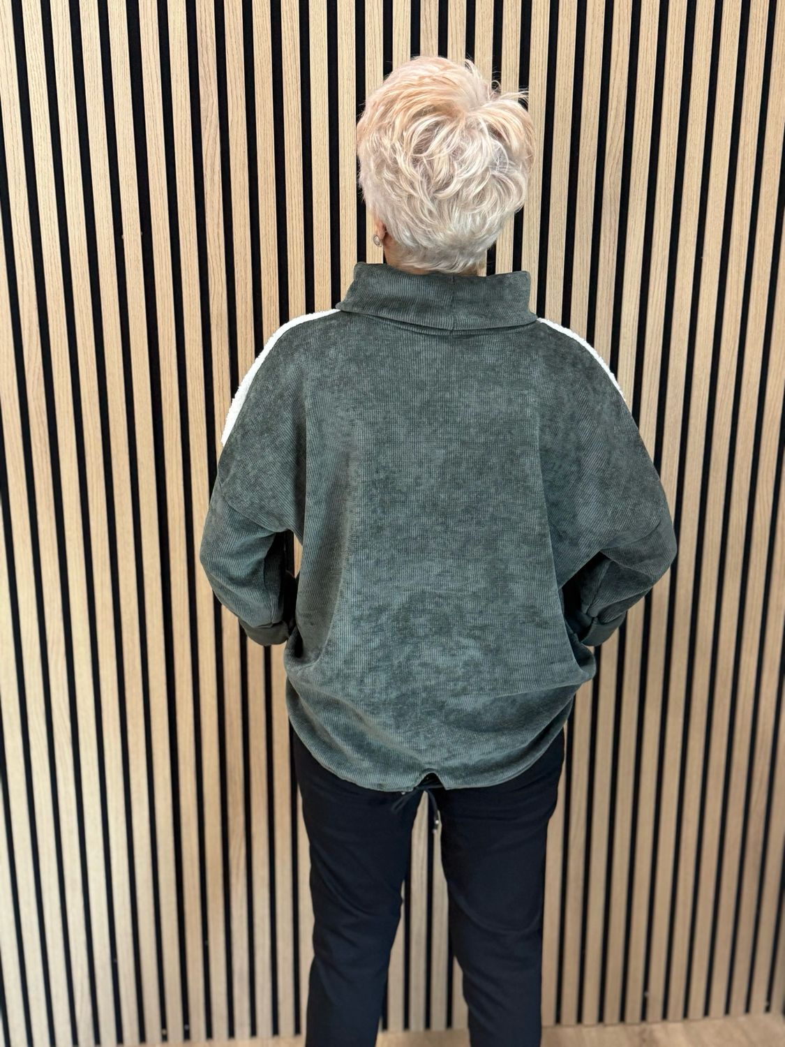 Animal Print Foil Roll Neck Jumper - Khaki