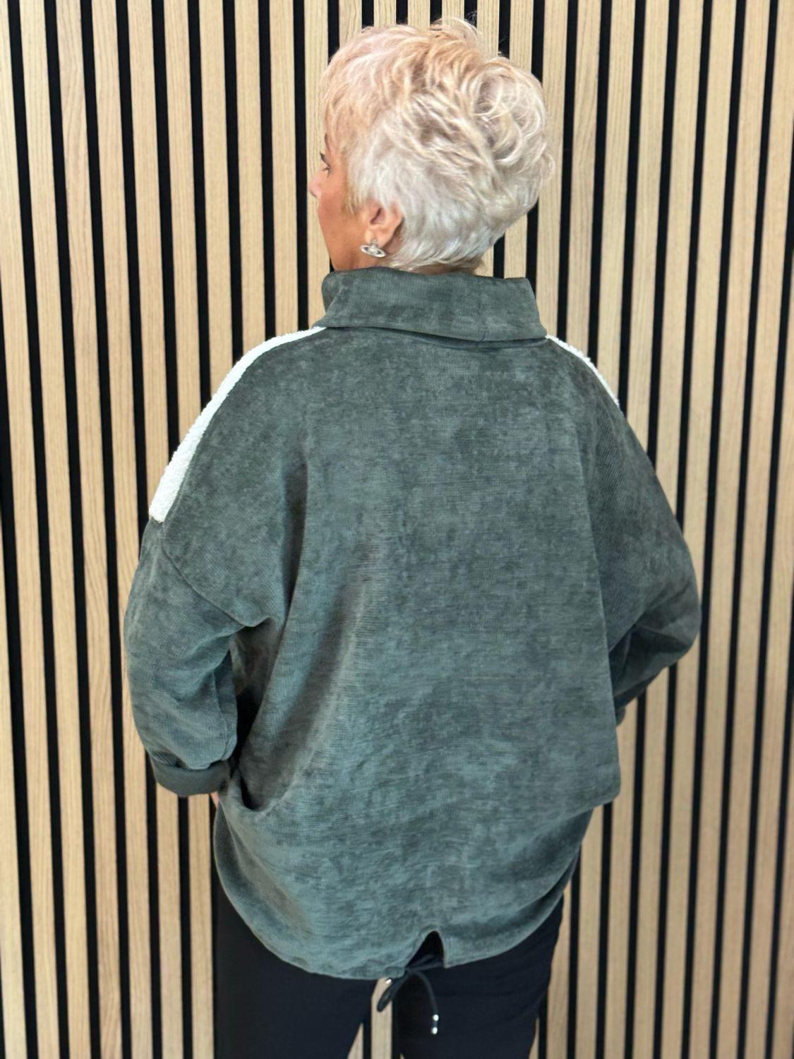 Animal Print Foil Roll Neck Jumper - Khaki