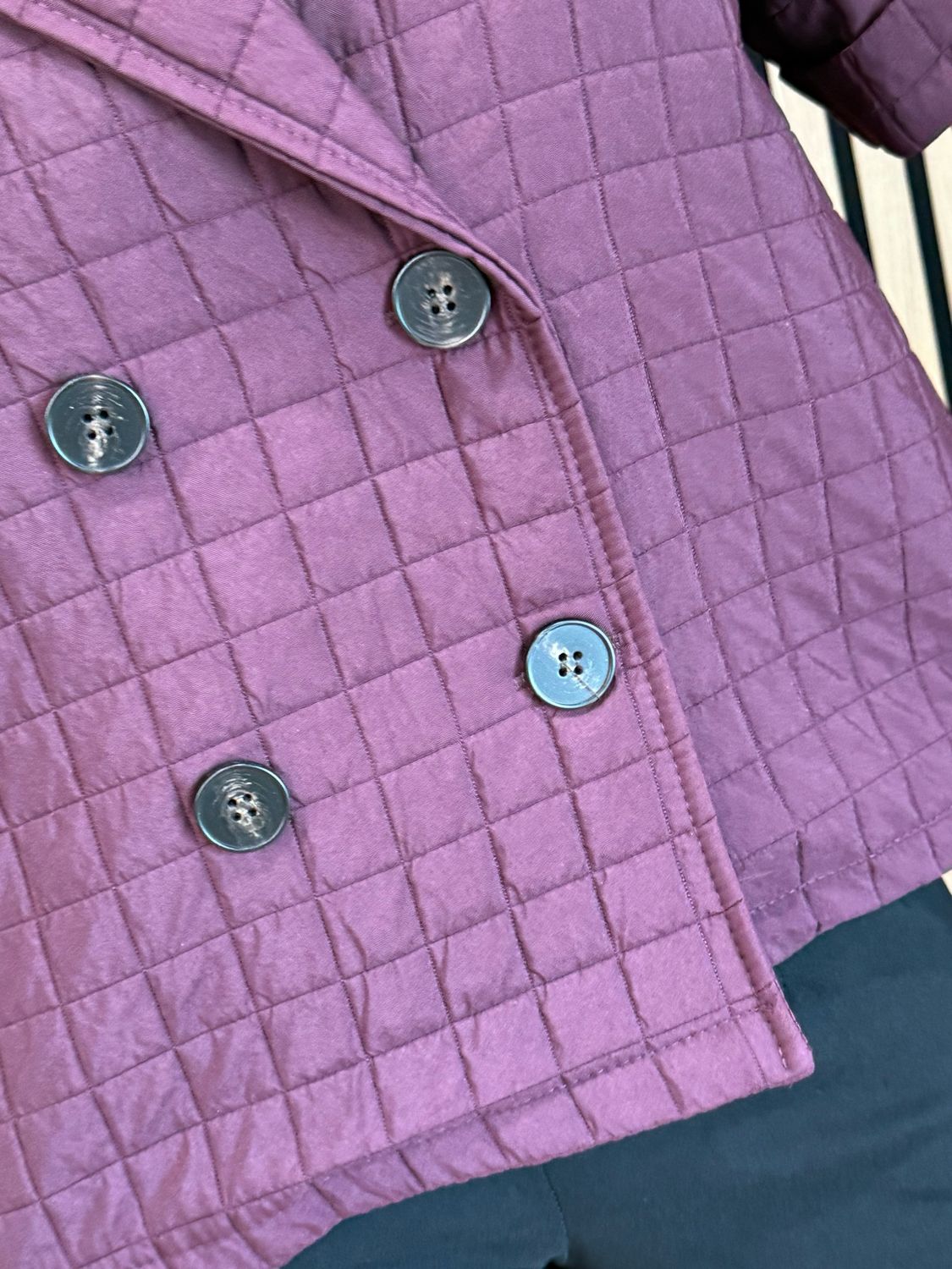 Quilted Short Sleeve Jacket - Burgundy