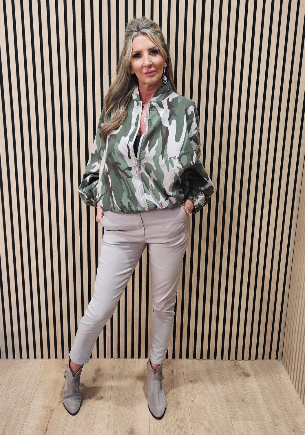 Camouflage Zip-Up Bomber Jacket