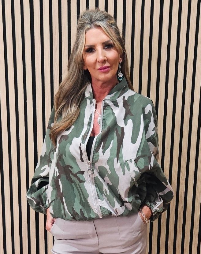 Camouflage Zip-Up Bomber Jacket