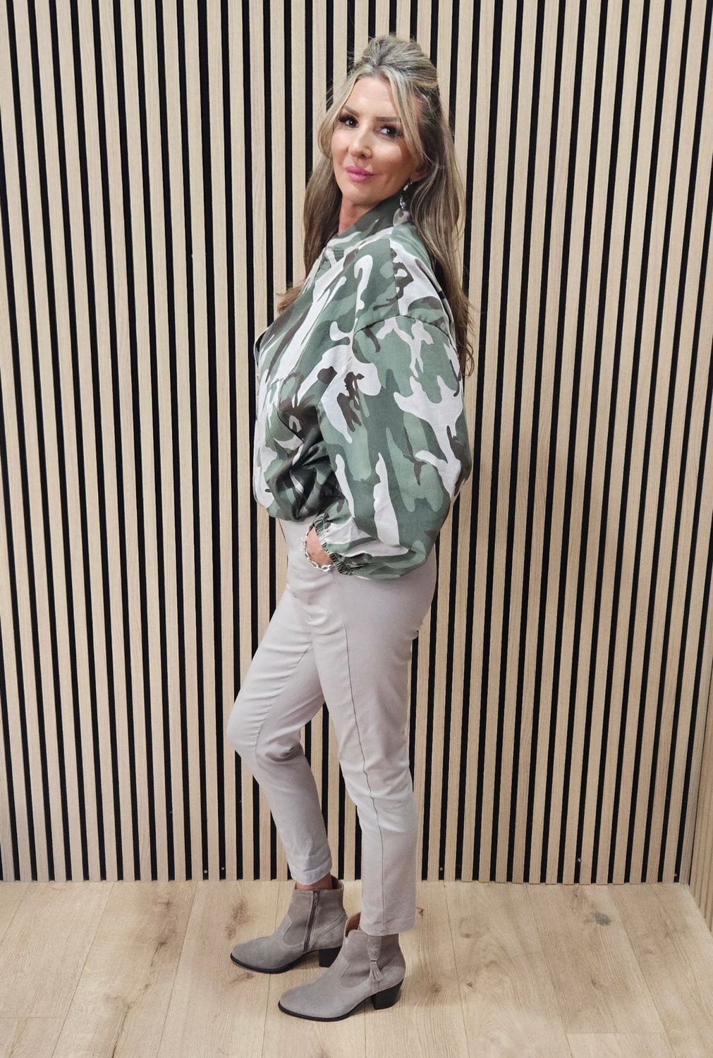 Camouflage Zip-Up Bomber Jacket