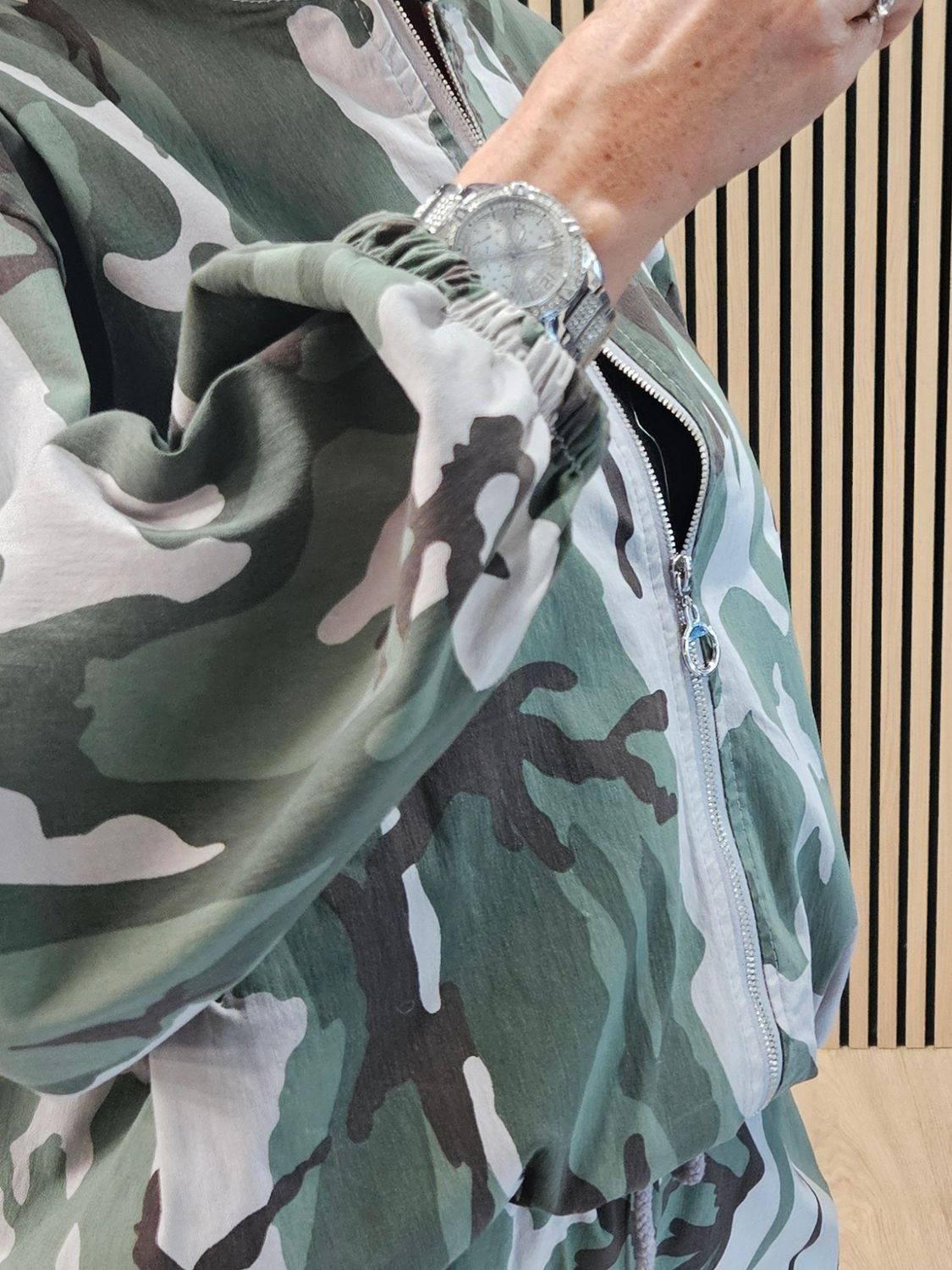 Camouflage Zip-Up Bomber Jacket