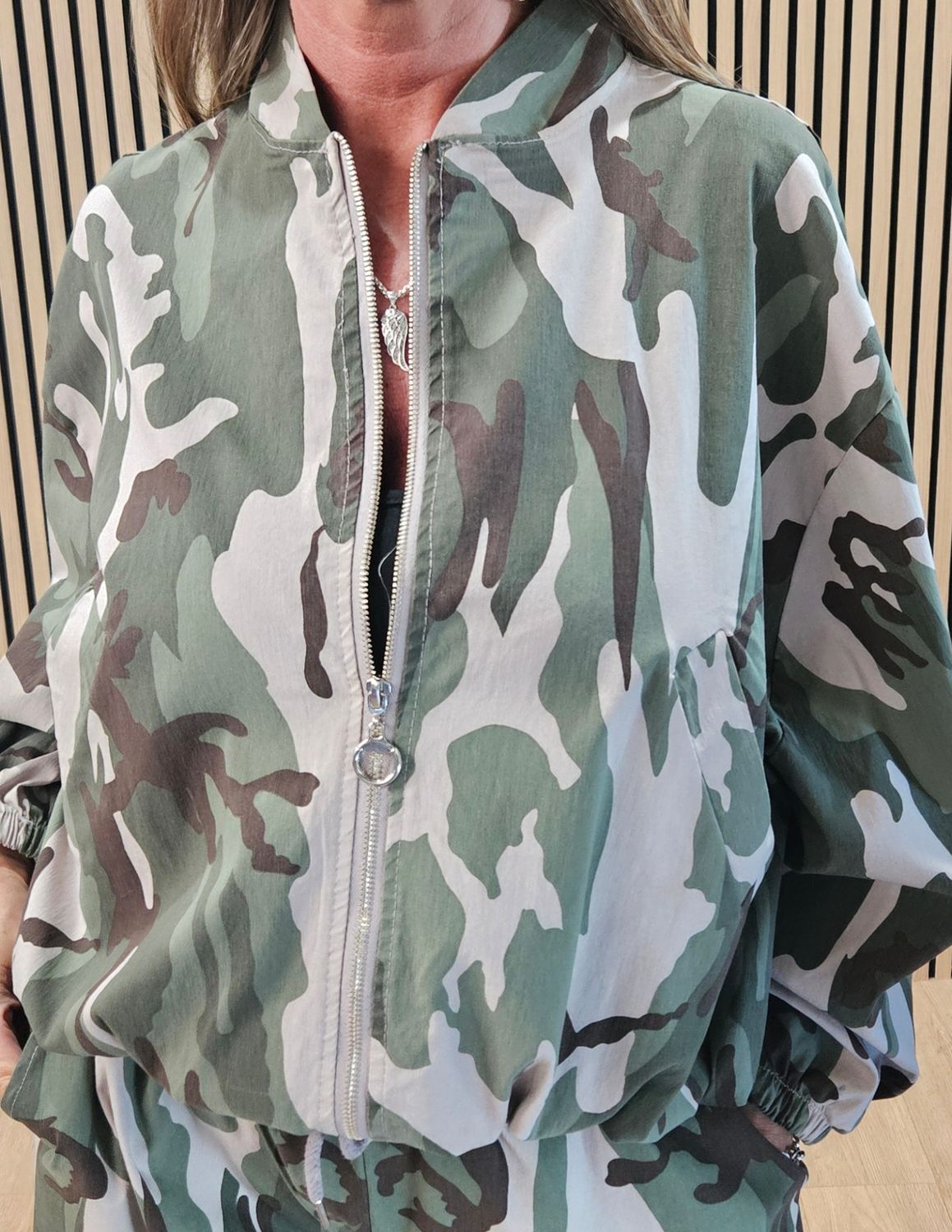 Camouflage Zip-Up Bomber Jacket