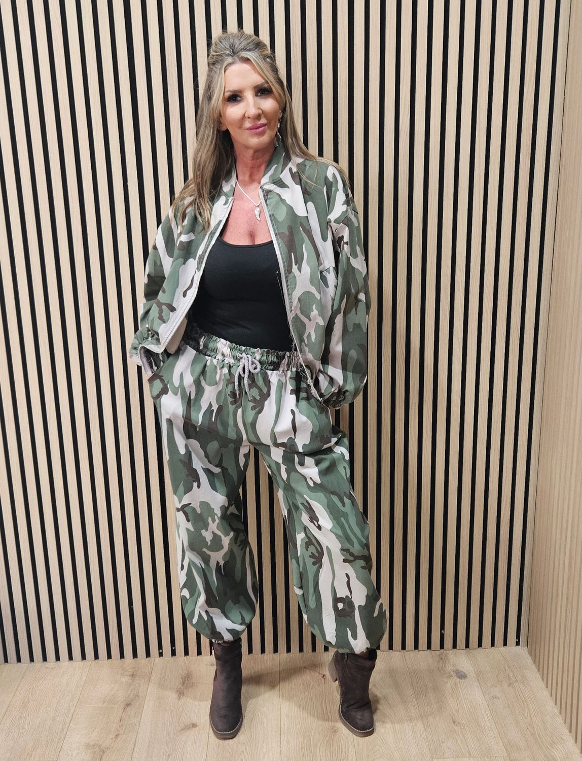 Camouflage Zip-Up Bomber Jacket