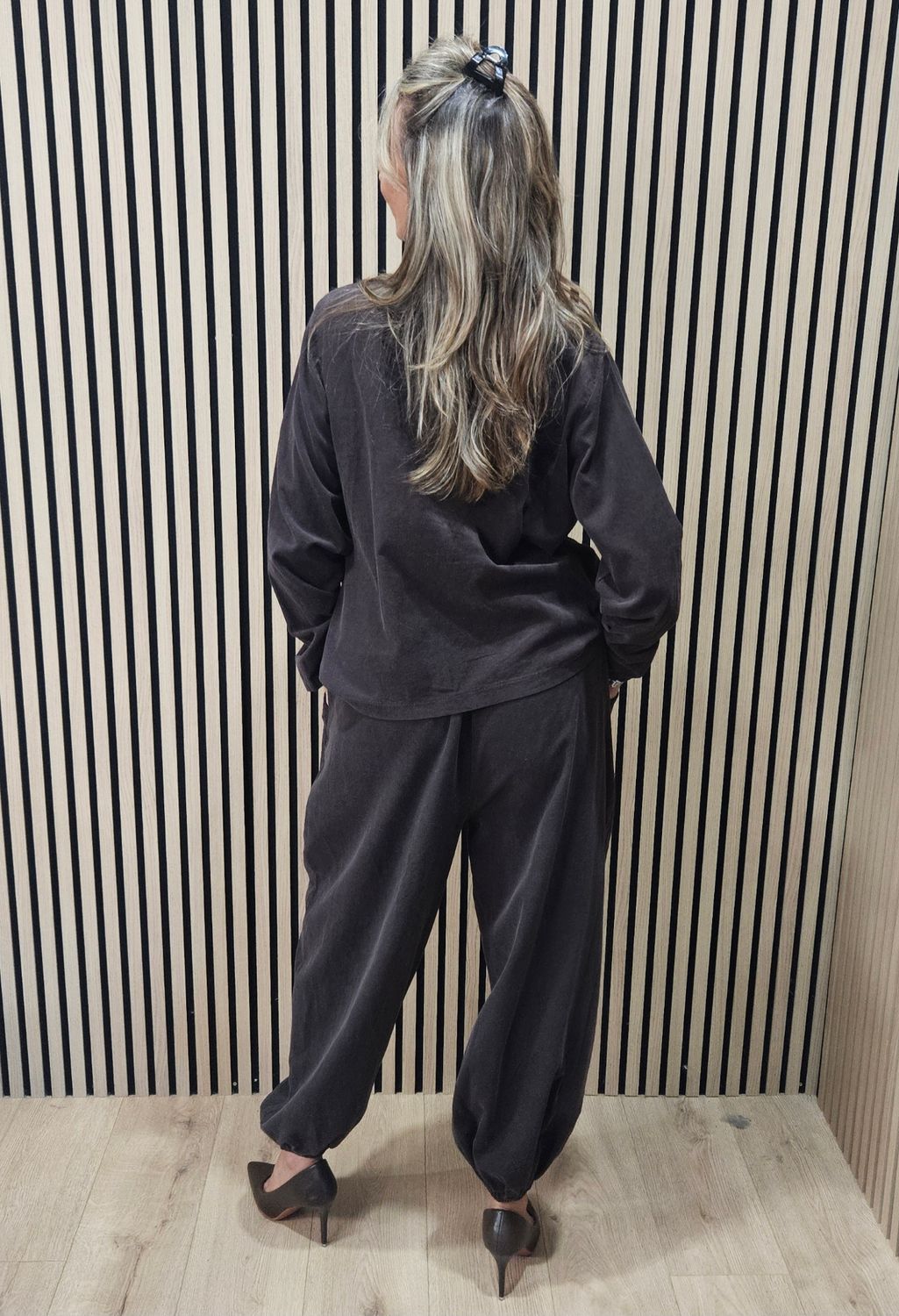 Military-Style Cotton Two-Piece Suit – Chocolate