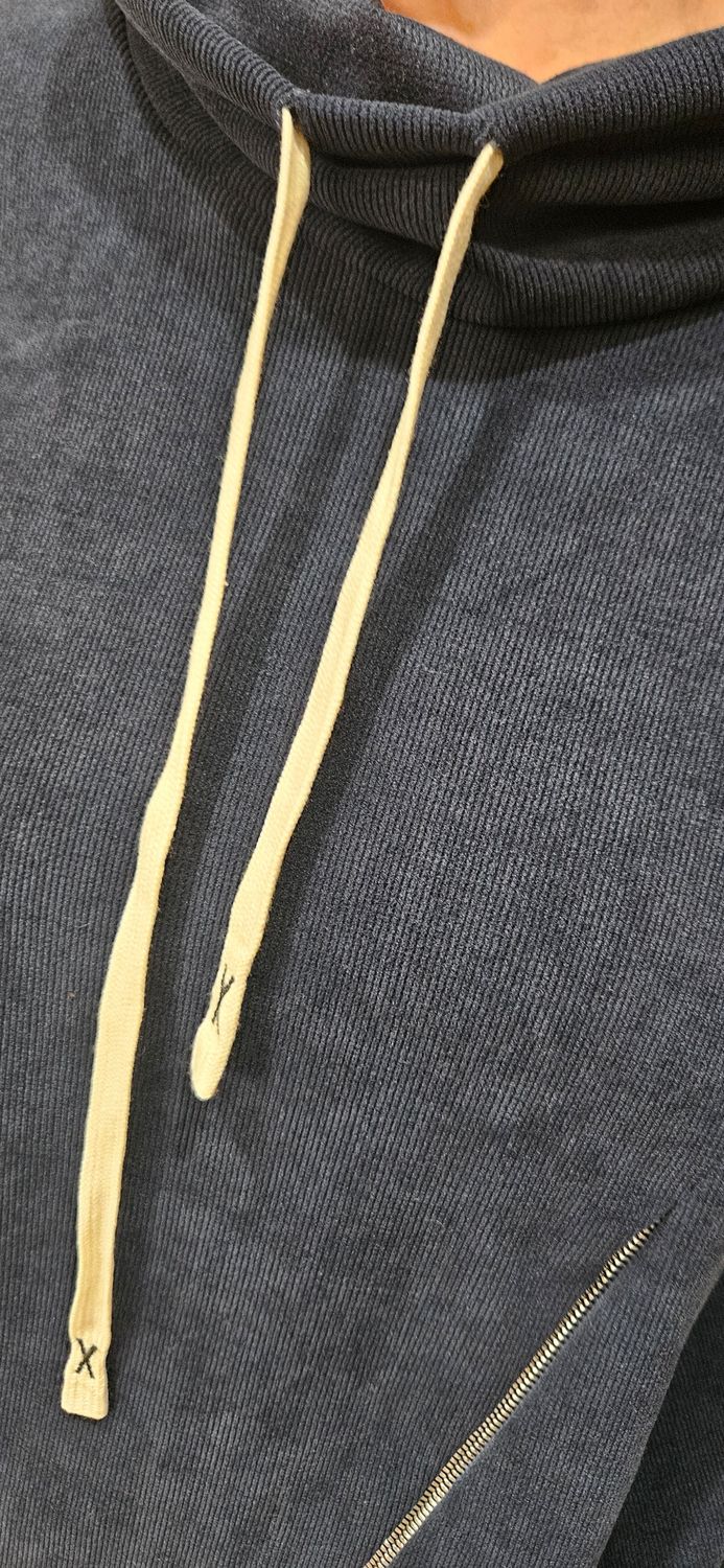Cowl-Neck Zip-Detail Two-Piece Co-ord – Navy