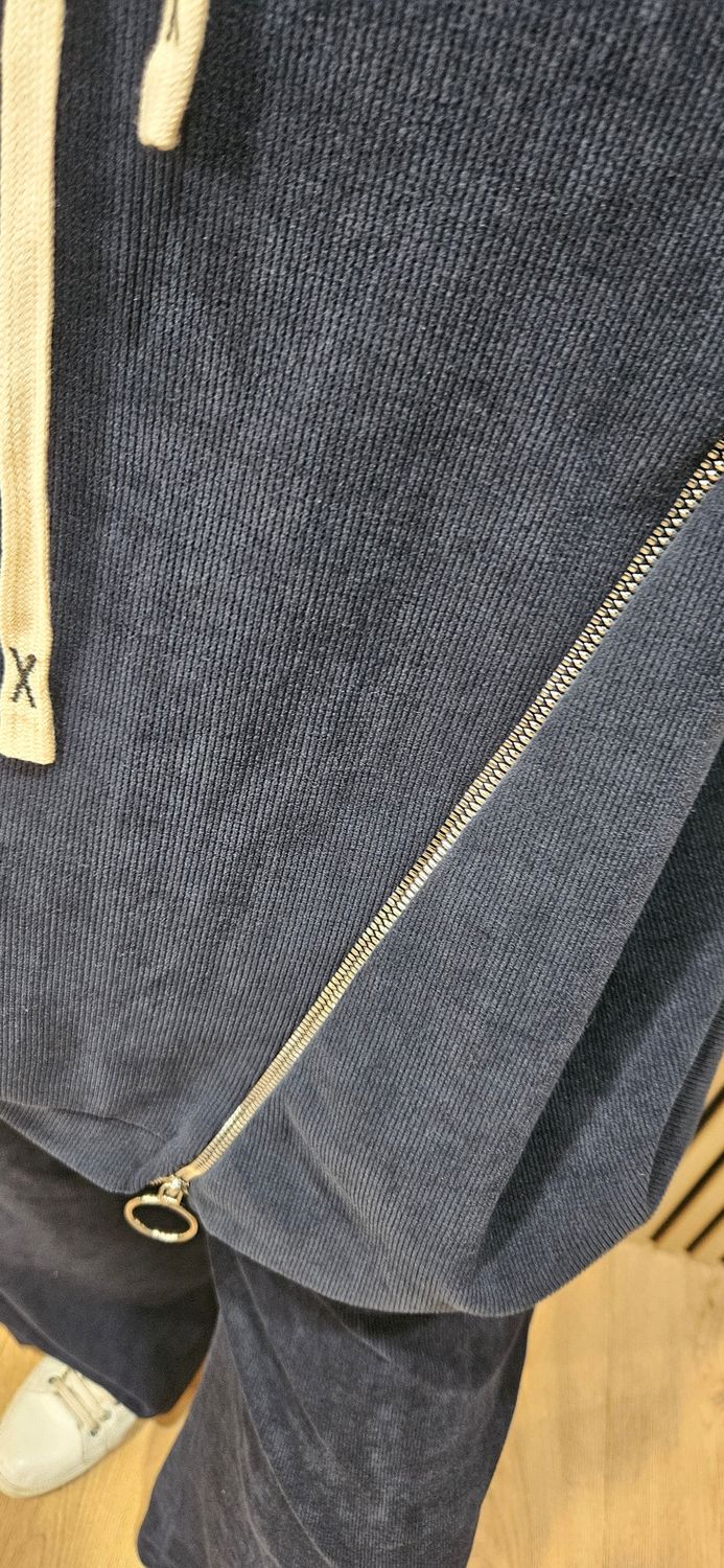 Cowl-Neck Zip-Detail Two-Piece Co-ord – Navy