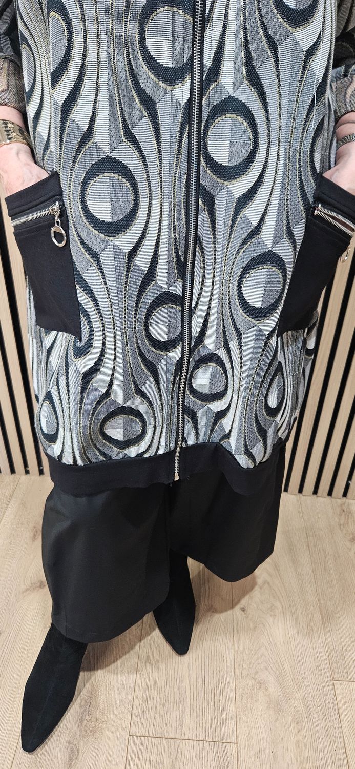 Geometric Hooded Longline Jacket