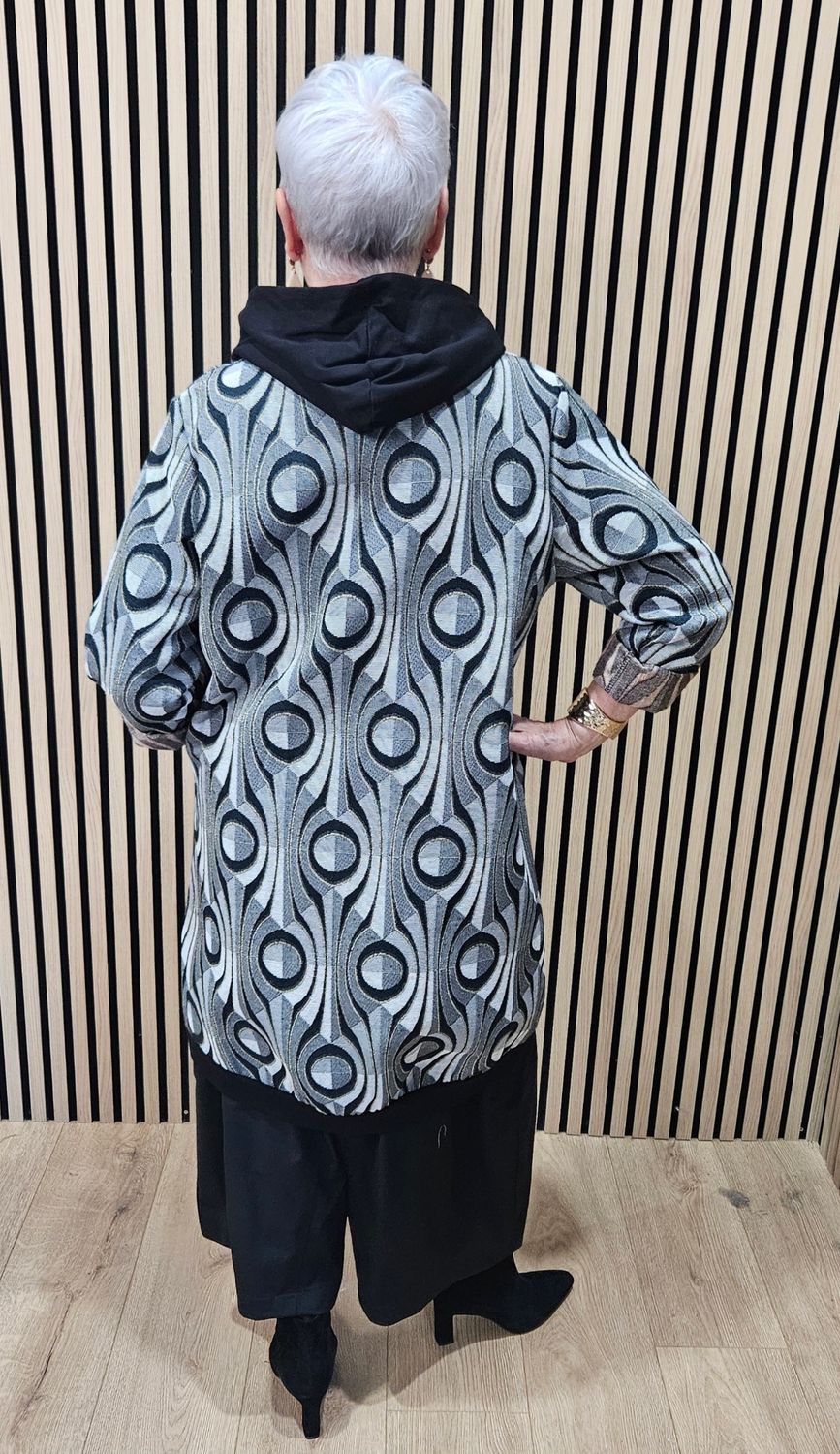 Geometric Hooded Longline Jacket