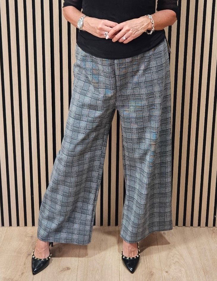 Checked Wide-Leg Trousers