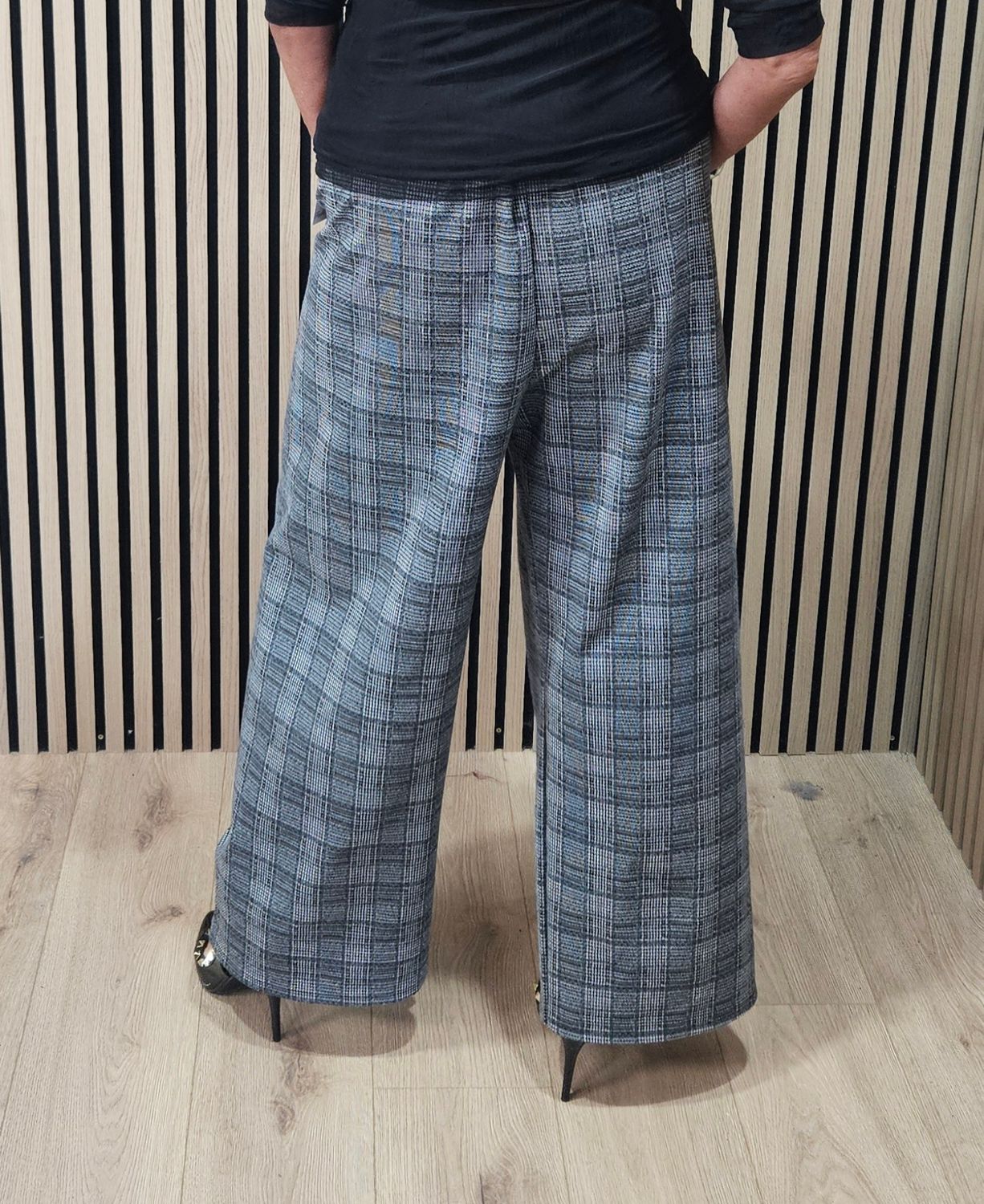 Checked Wide-Leg Trousers