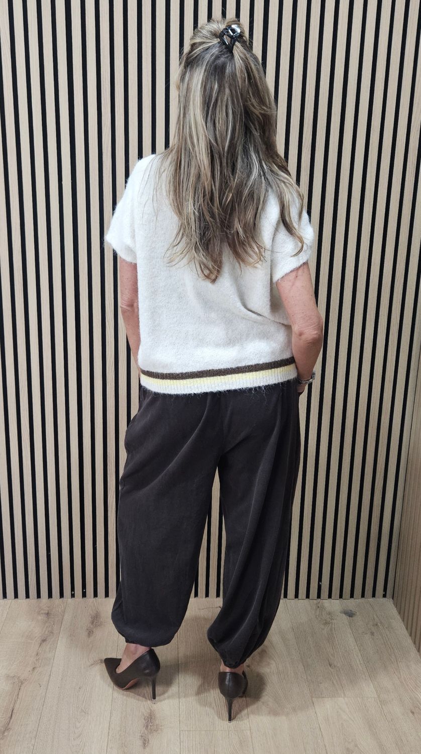 Short-Sleeve Argyle Knit Jumper