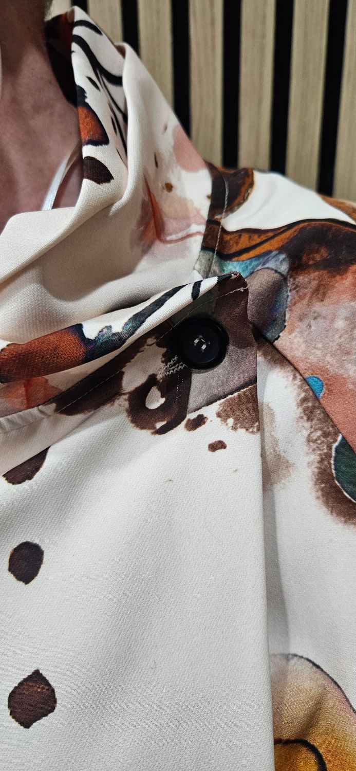 Abstract Print Cowl-Neck Jacket