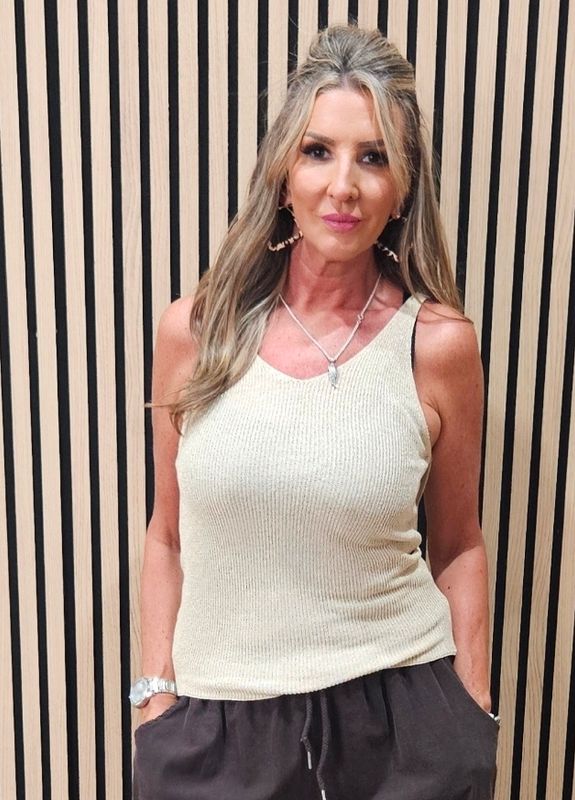 Shimmer Vest Top –  Gold