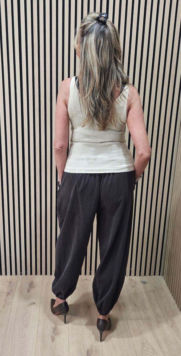 Shimmer Vest Top –  Gold