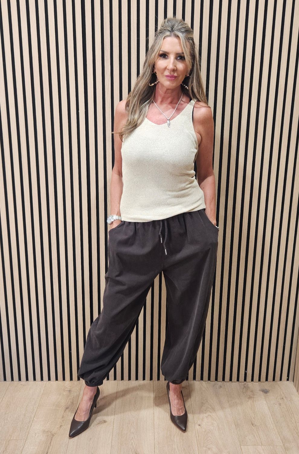 Shimmer Vest Top –  Gold