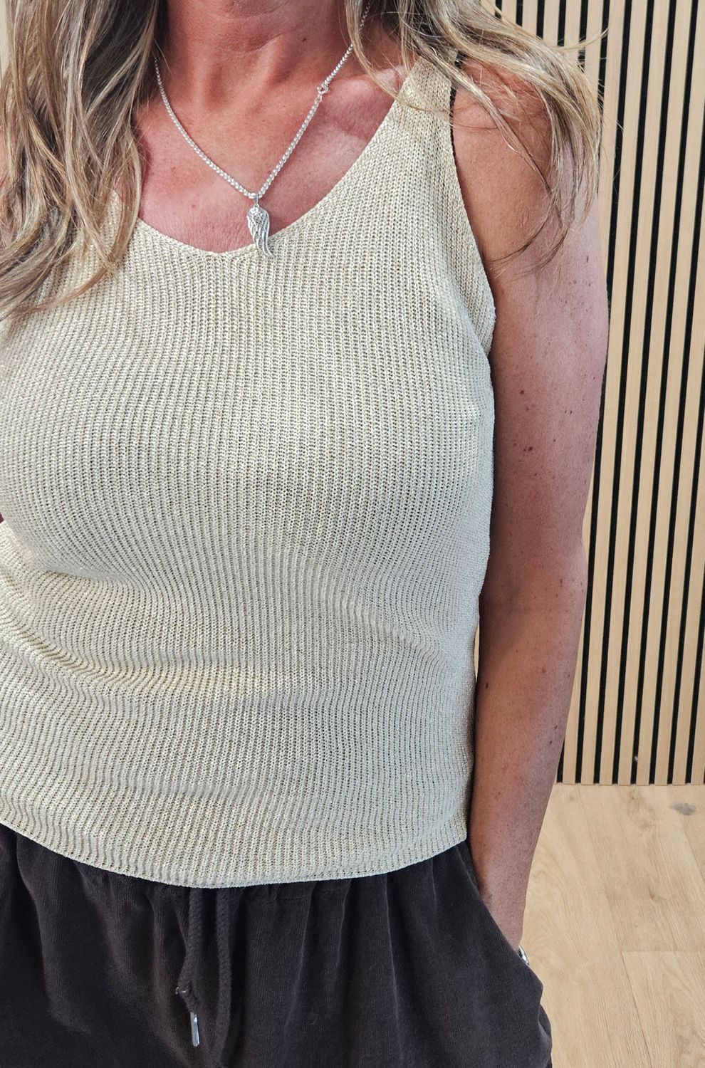 Shimmer Vest Top –  Gold