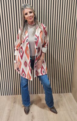 Geometric Print Longline Jacket