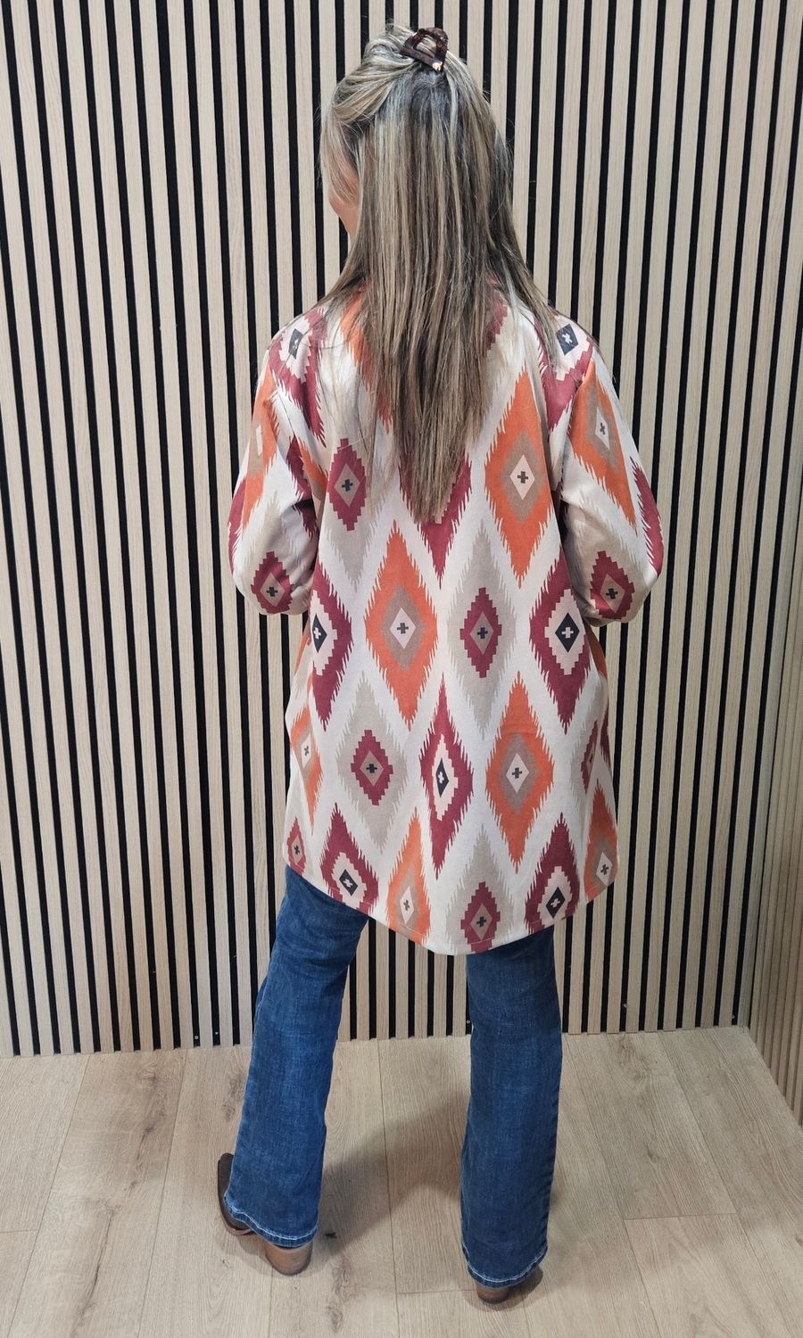 Geometric Print Longline Jacket