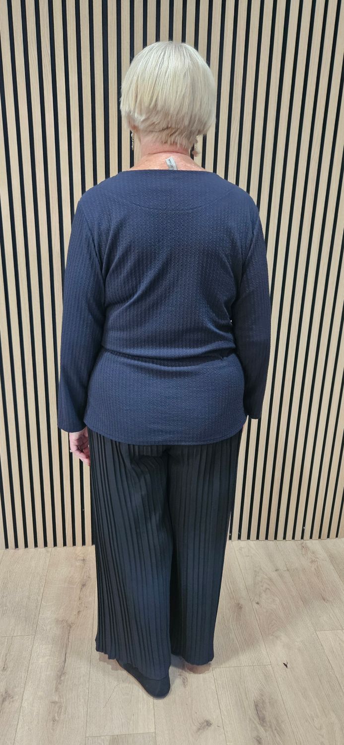 Textured Side-Tie Top – Navy