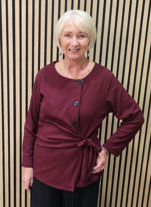 Textured Side-Tie Top – Burgundy