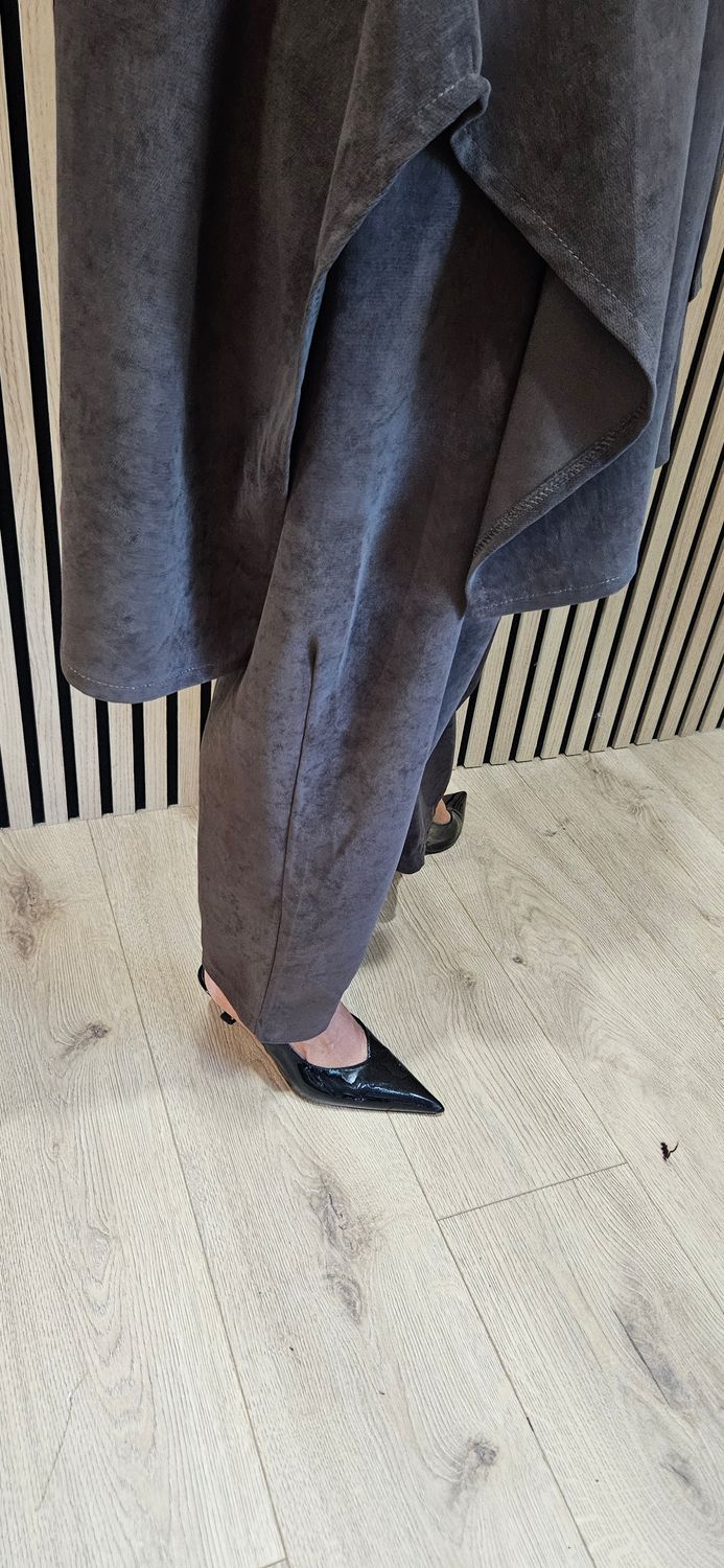 Relaxed Button-Through Two-Piece Suit - Chocolate 