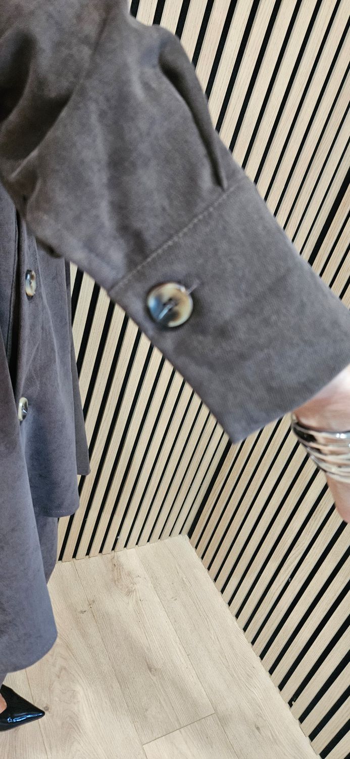 Relaxed Button-Through Two-Piece Suit - Chocolate 