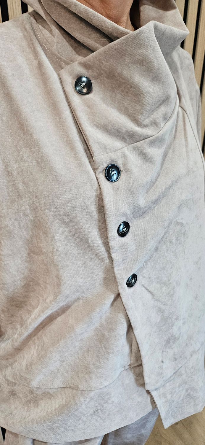 Asymmetric Button-Front Two-Piece Suit