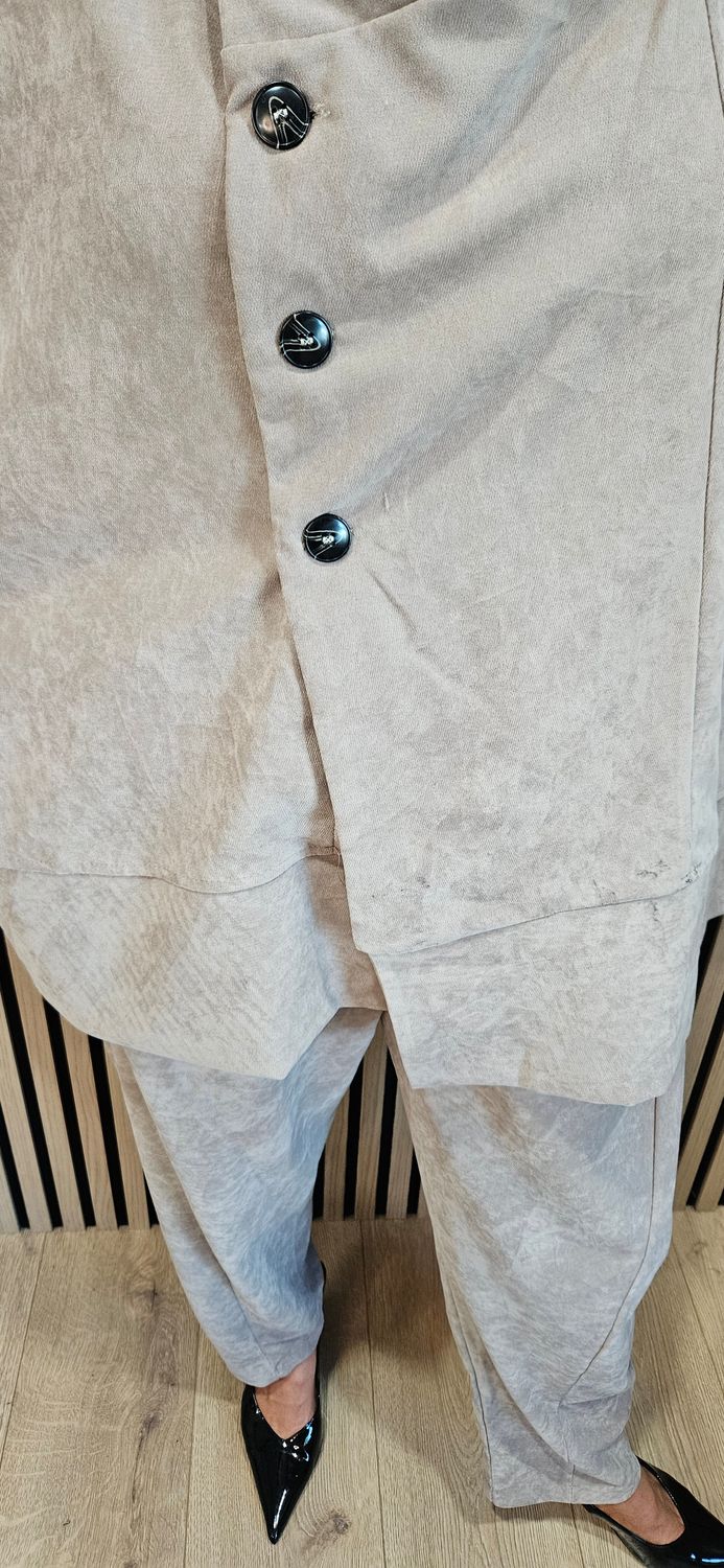 Asymmetric Button-Front Two-Piece Suit