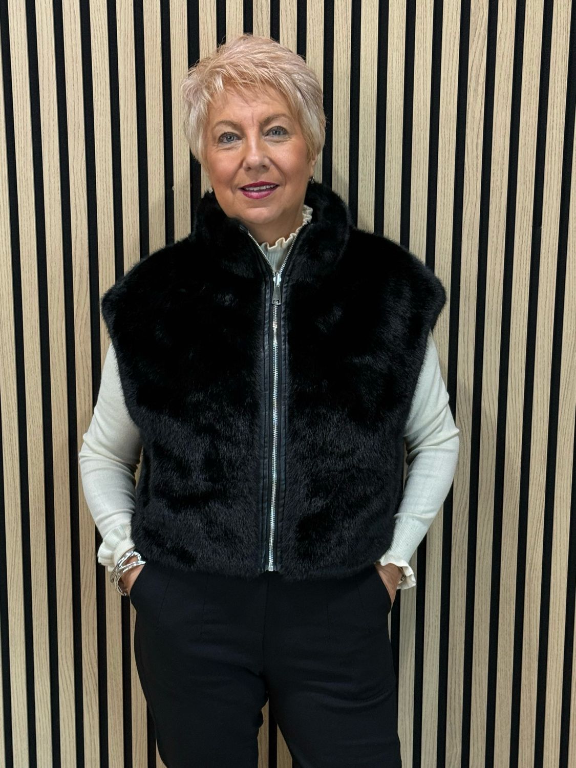 Reversible Faux Fur Gilet - Black