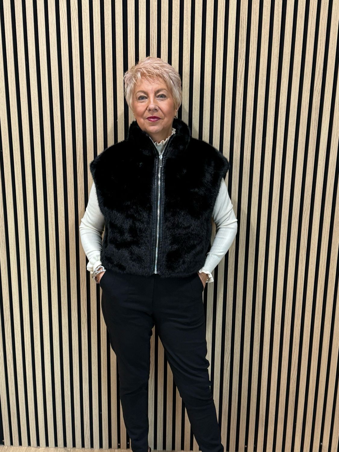 Reversible Faux Fur Gilet - Black