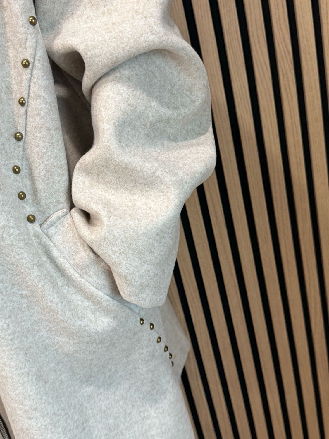 Stud Detail Zip Coat - Stone