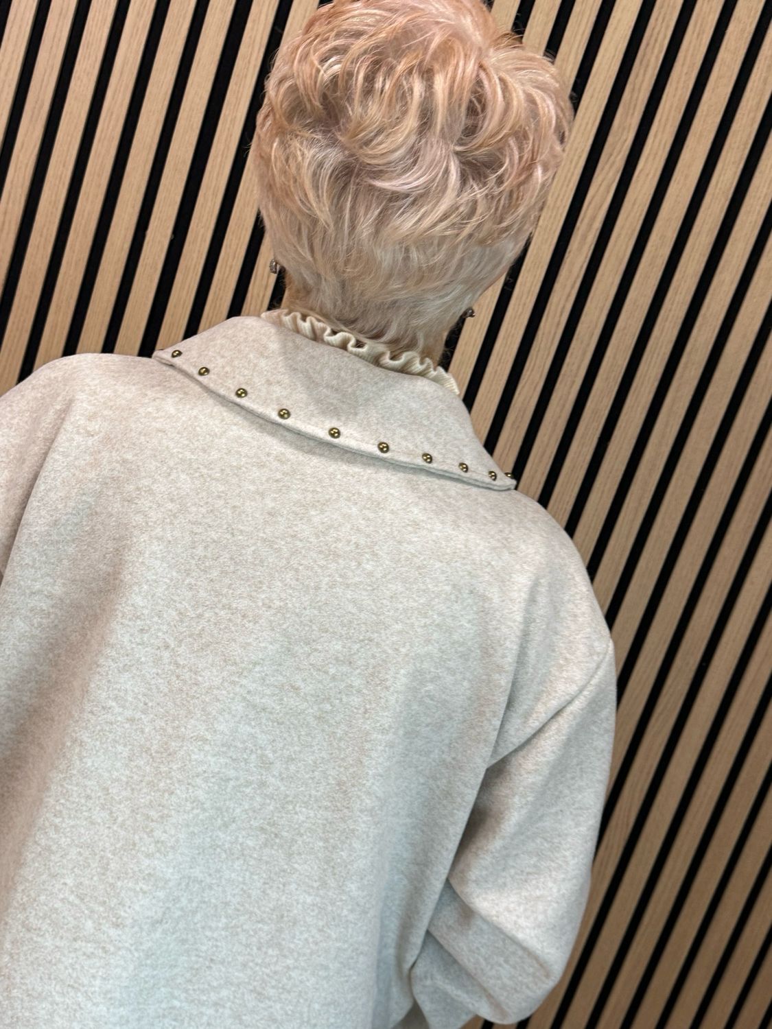 Stud Detail Zip Coat - Stone