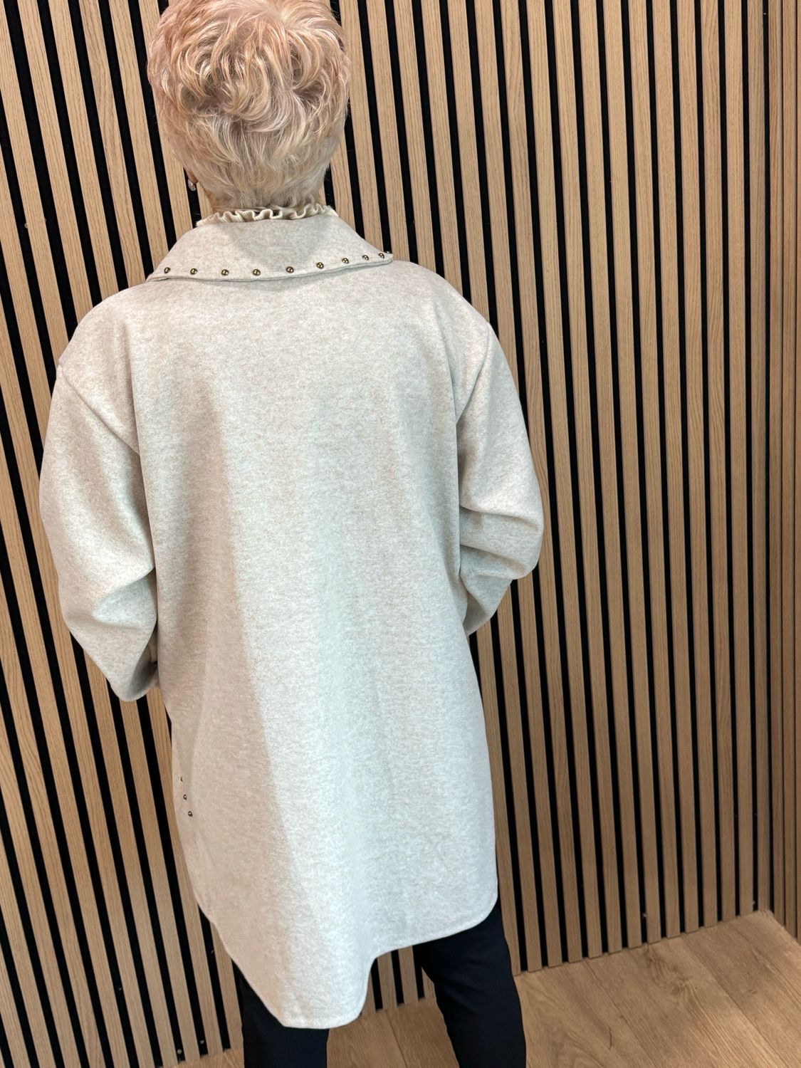 Stud Detail Zip Coat - Stone