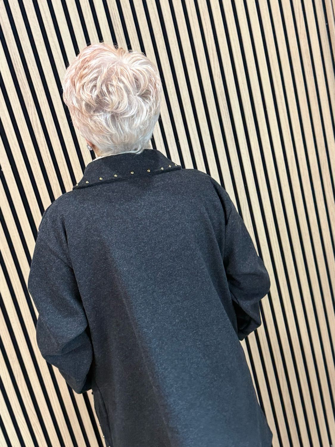 Stud Detail Zip Coat - Charcoal