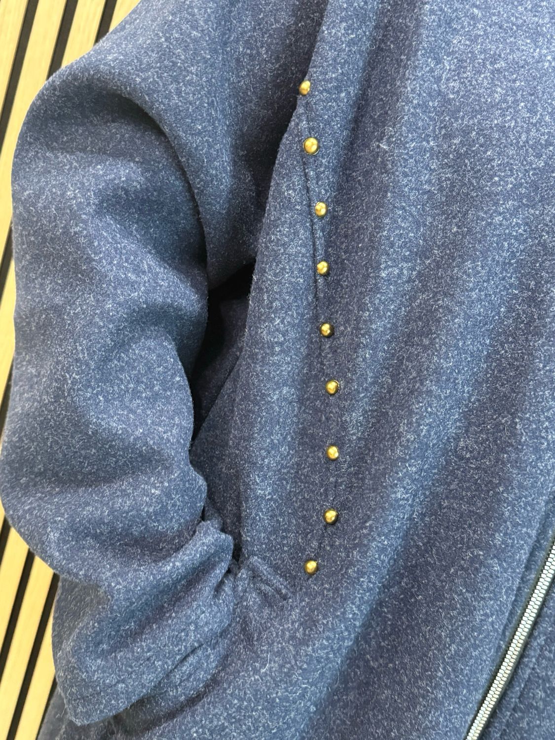 Stud Detail Zip Coat - Navy