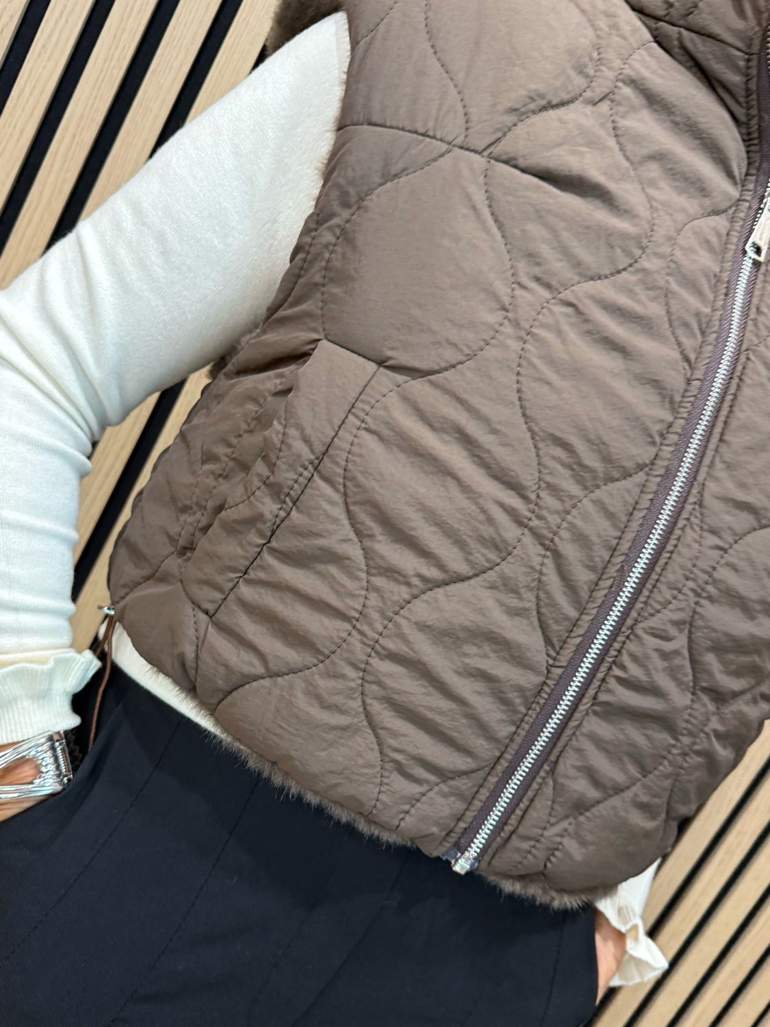 Reversible Faux Fur Gilet - Chocolate