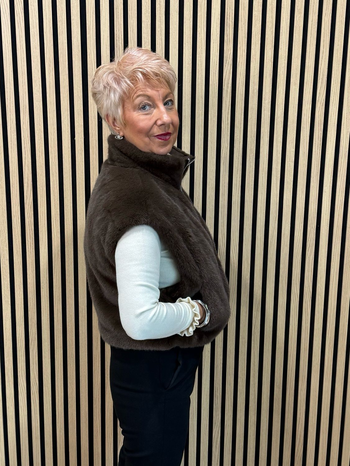 Reversible Faux Fur Gilet - Chocolate