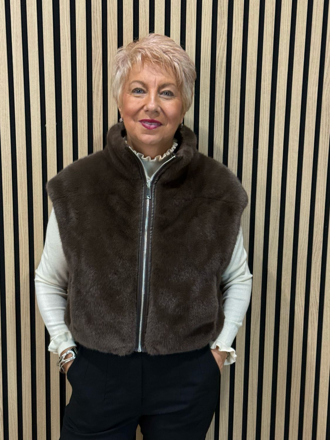 Reversible Faux Fur Gilet - Chocolate