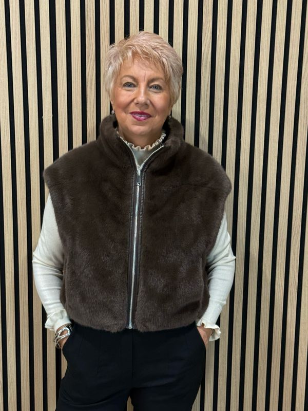 Reversible Faux Fur Gilet - Chocolate