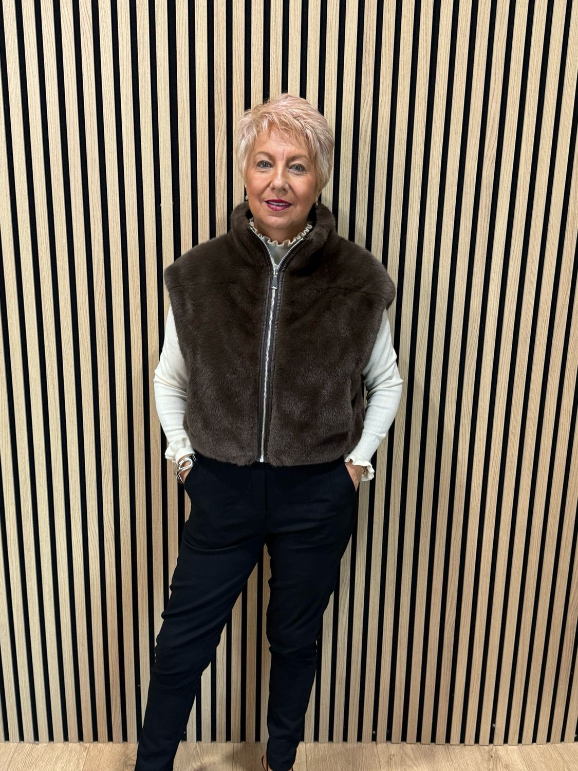 Reversible Faux Fur Gilet - Chocolate