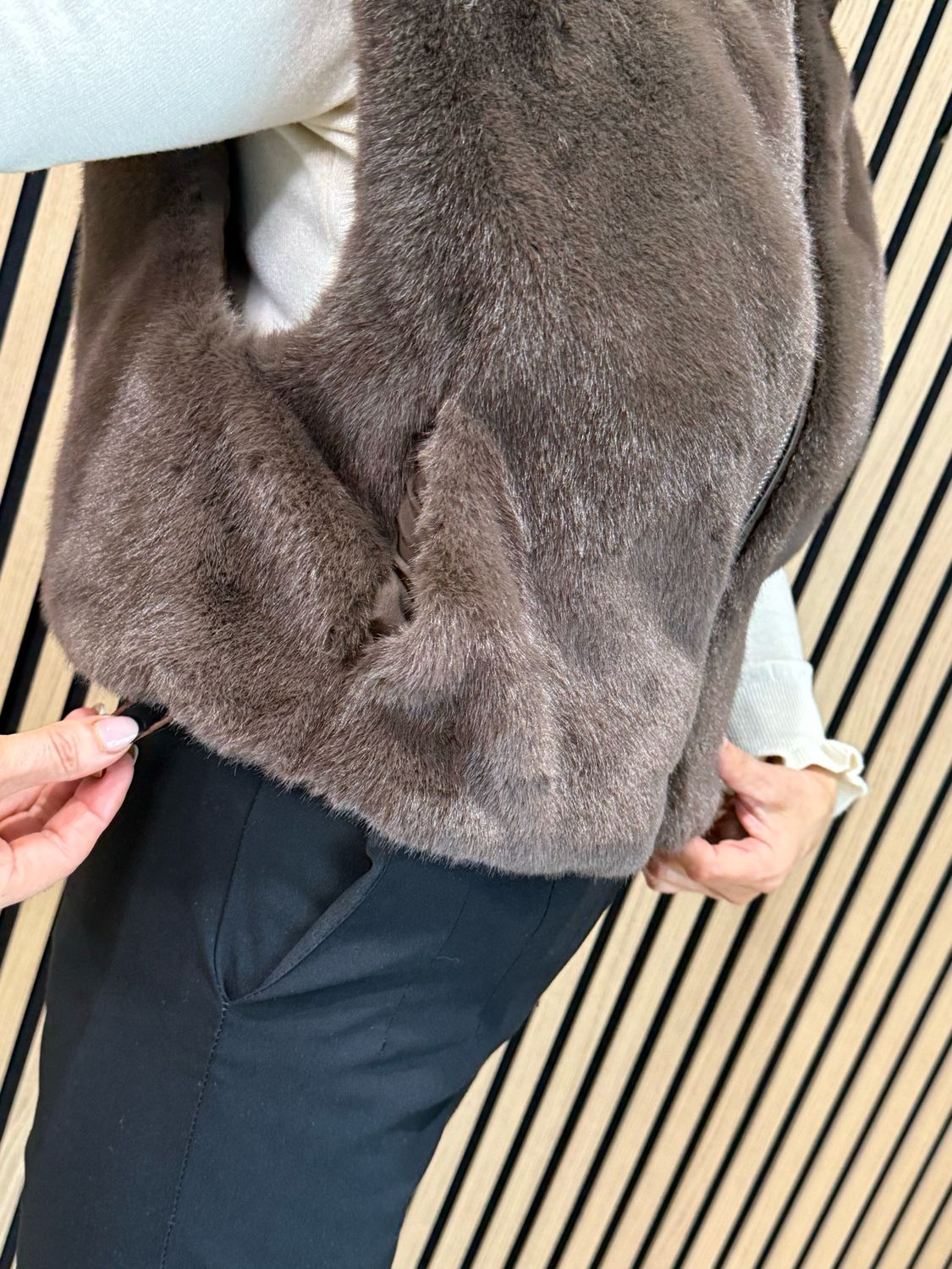Reversible Faux Fur Gilet - Chocolate