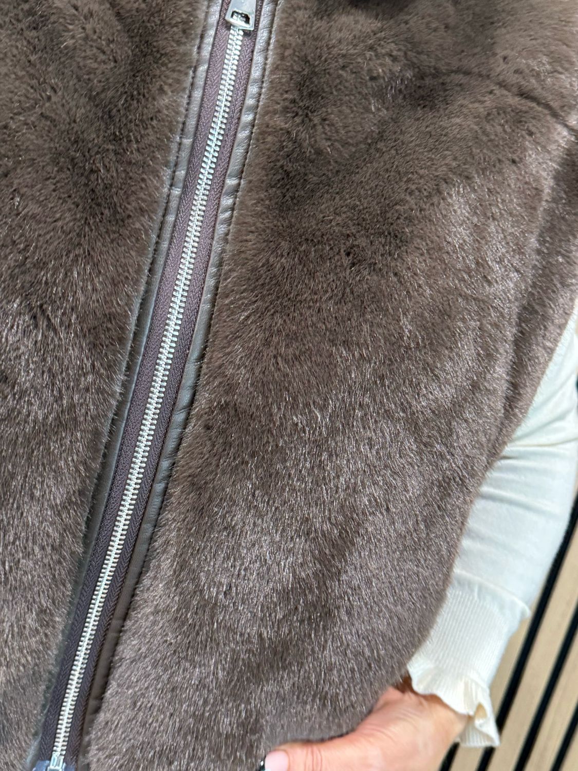 Reversible Faux Fur Gilet - Chocolate