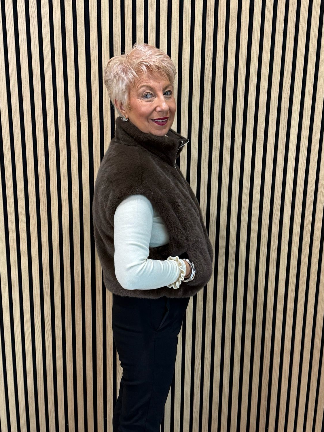Reversible Faux Fur Gilet - Chocolate