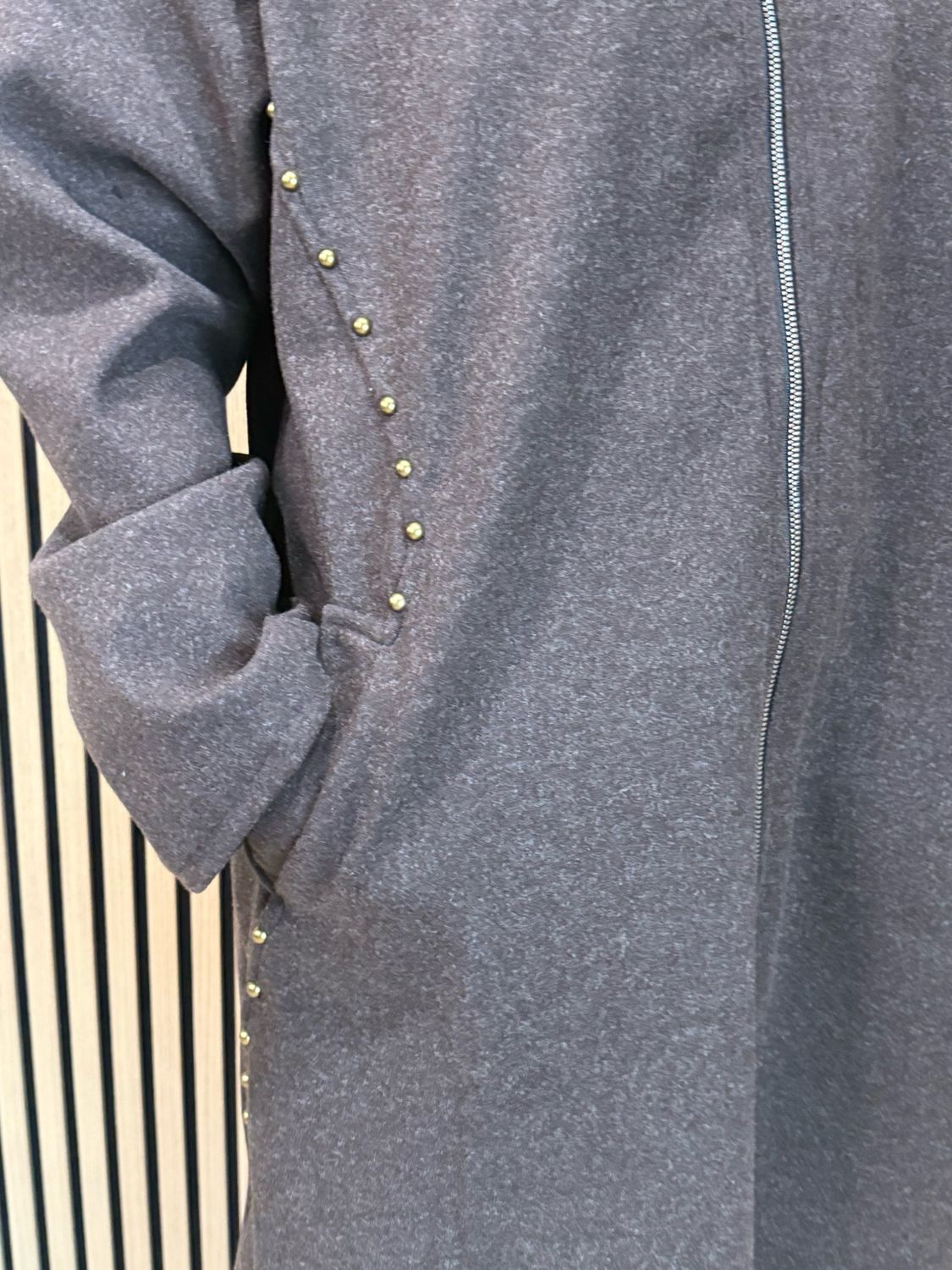 Stud Detail Zip Coat - Chocolate