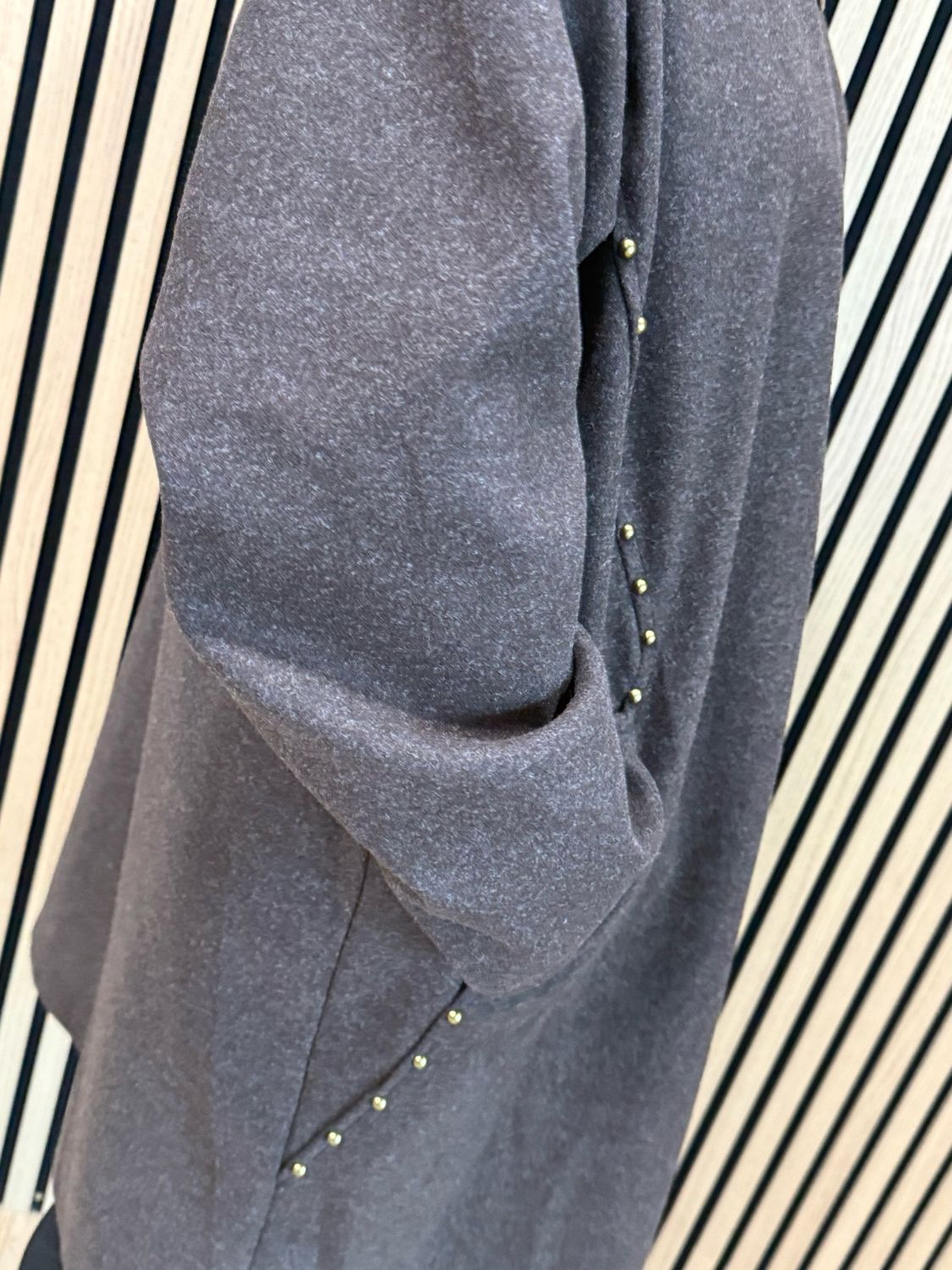 Stud Detail Zip Coat - Chocolate
