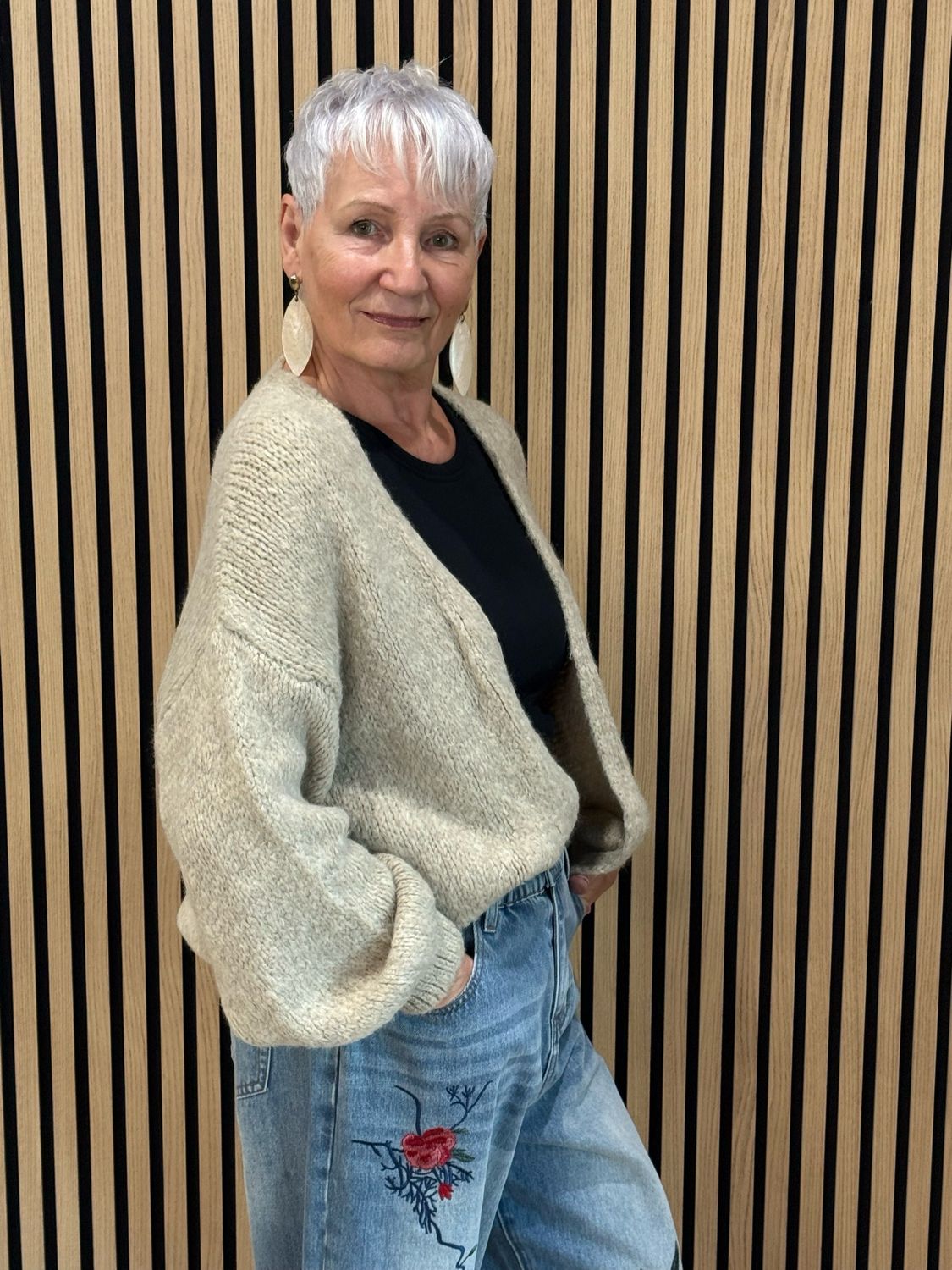 Relaxed Open Front Knit Cardigan- Taupe