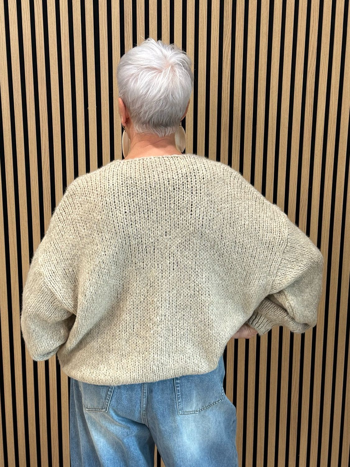 Relaxed Open Front Knit Cardigan- Taupe