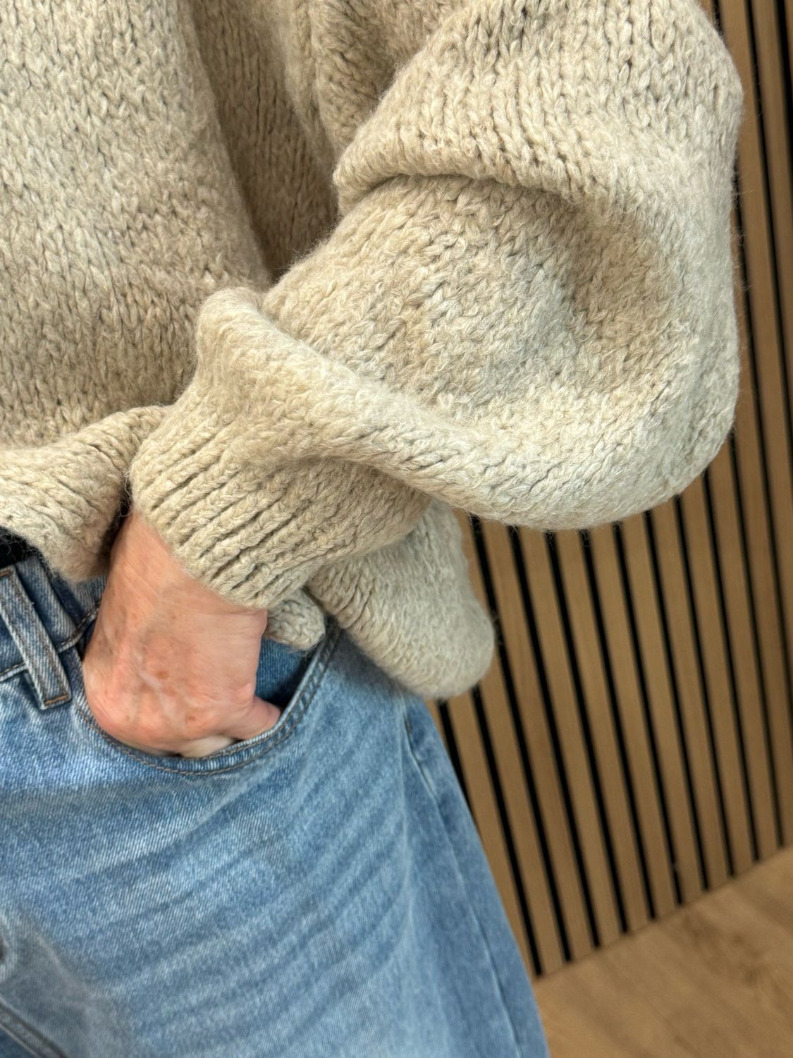 Relaxed Open Front Knit Cardigan- Taupe